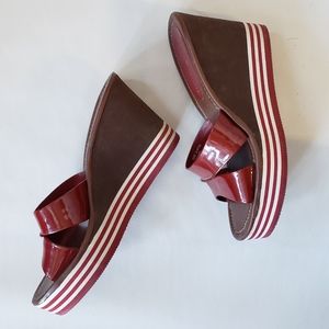 Tommy Hilfiger red wedge sandals